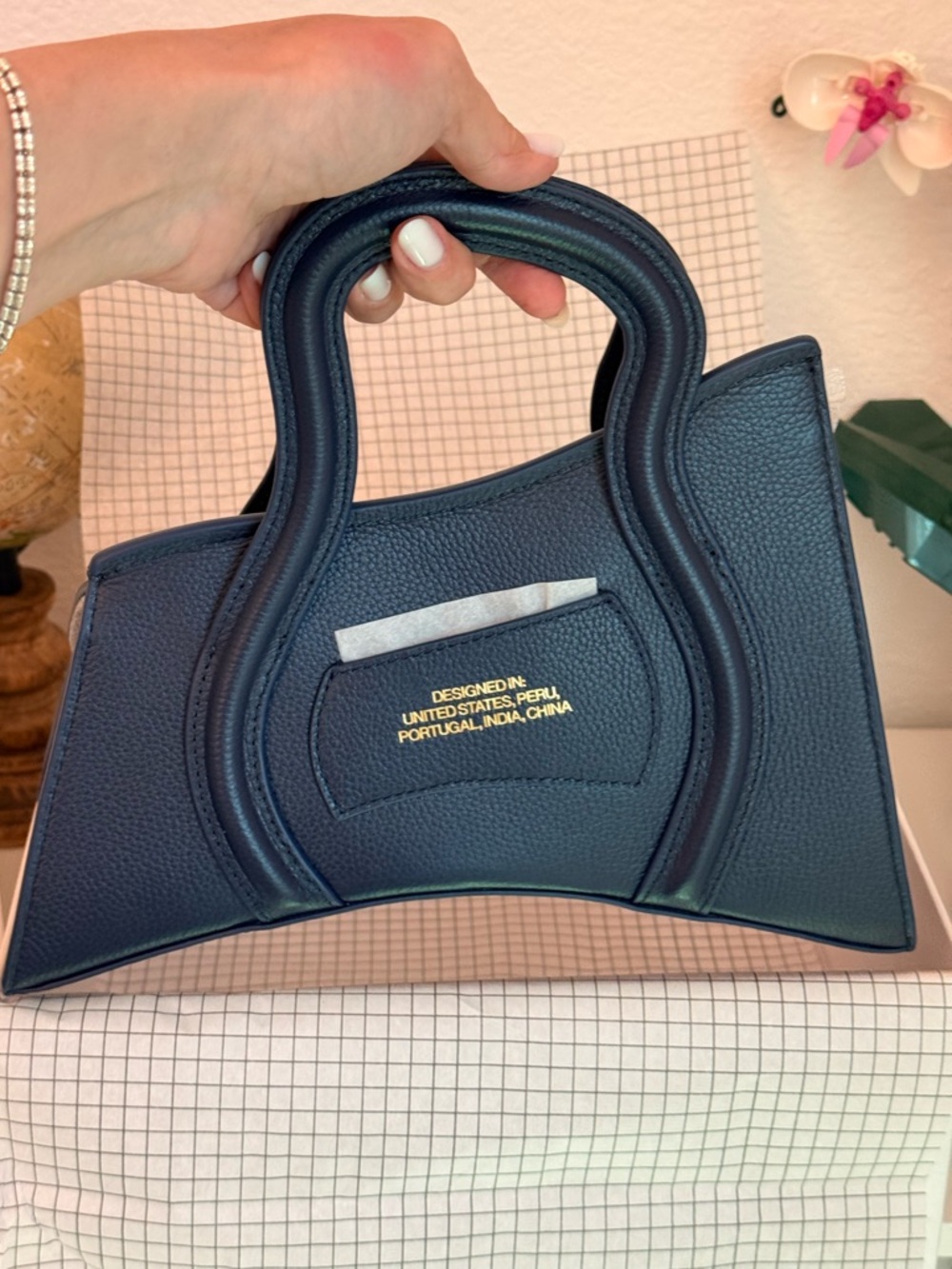 MSCHF GSCT unreleased Global Supply Chain Telephone Leather "Remix" Bag - Navy